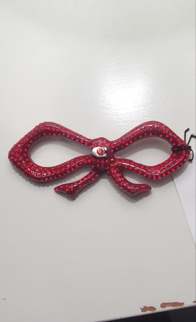 Coach Red Crystal Bow Hair Clip